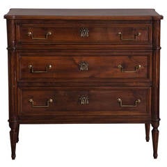 19th Century French Walnut Louis XVI Style Commode with Bronze Hardware