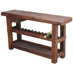 Antique French 19th Century Workbench With Wine Rack