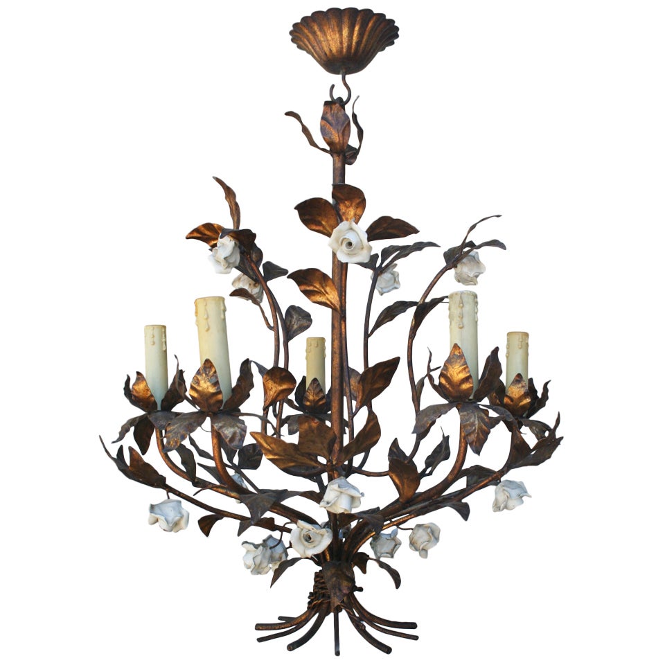 Italian Chandelier With Porcelain Roses