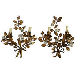 Italian Sconces With Porcelain Roses