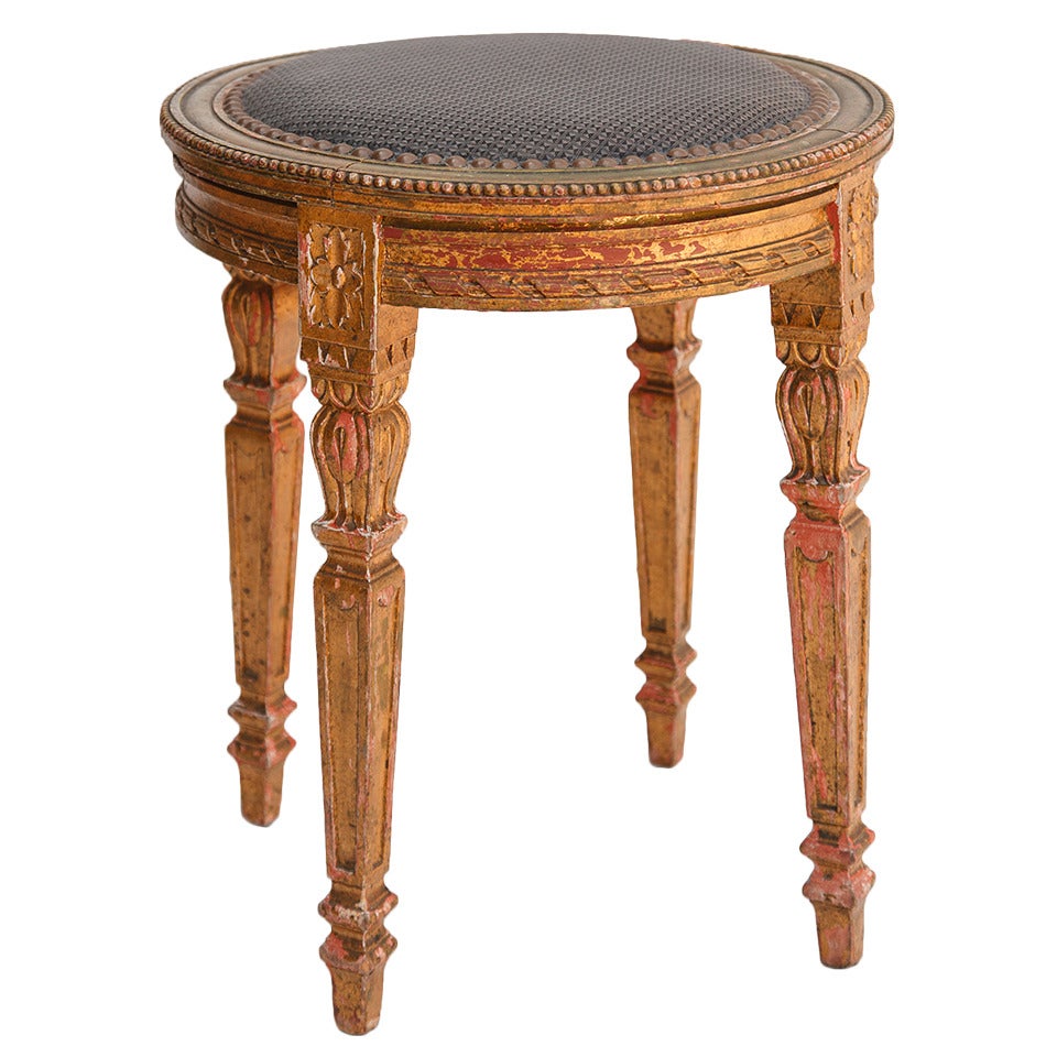 Hand Carved Giltwood Vanity Stool