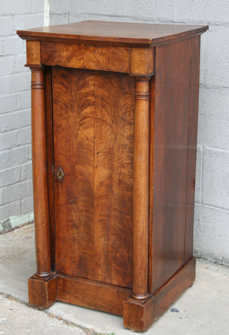 French Book Matched Walnut Empire Cabinet or Side Table