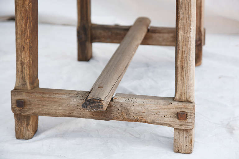 Rustic Hand Hewn Dairy Bench With Single Drawer 2