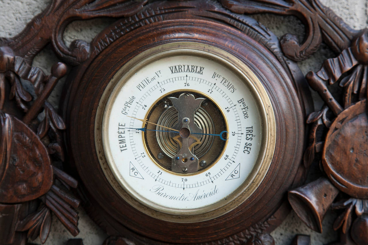 19th Century French Black Forest Barometer with Attributes of Arts and Geography 4