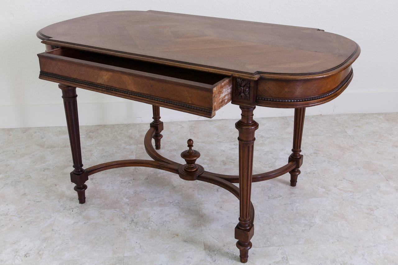 19th Century French Louis XVI Style Desk or Console of Bookmatched Walnut 2