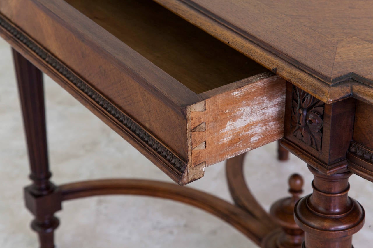 19th Century French Louis XVI Style Desk or Console of Bookmatched Walnut 3