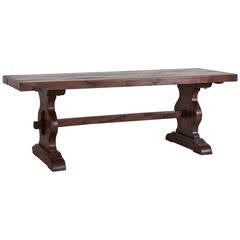 Antique French Oak Farm Table in the Monastery Trestle Style from Normandy