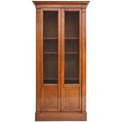 French Restauration Bookcase with Bronze Wire Doors