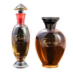 Two Grand French Vintage Perfume Factice Bottles Tocade and Femme Rochas