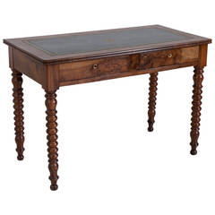 Period Louis Philippe Burled Walnut Leather Top Writing Table or Desk