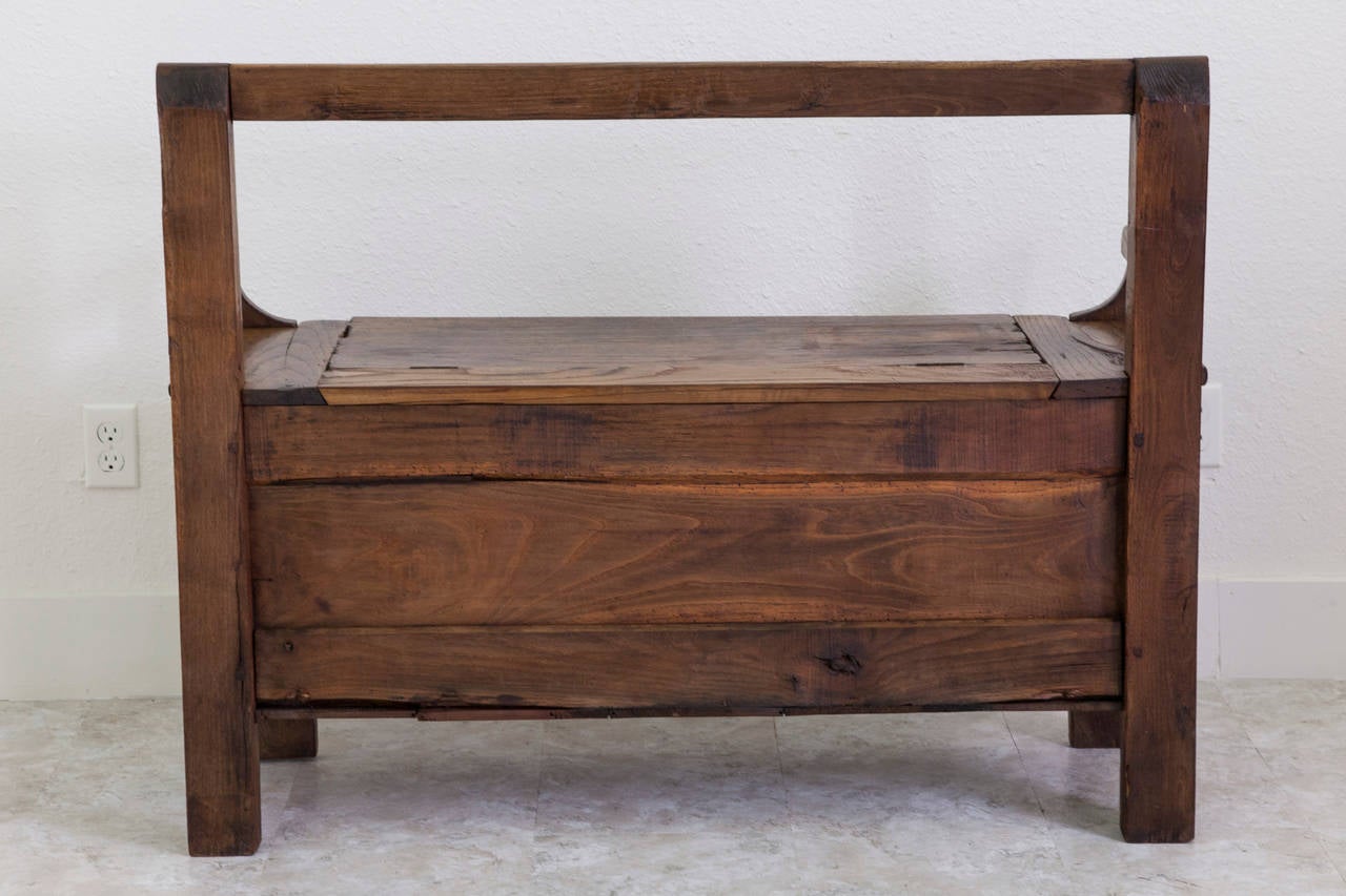 19th Century French Solid Oak Coffer Bench 6