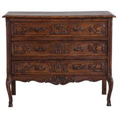 Hand-Carved Oak Antique Belgian Chest with Bronze Hardware 5