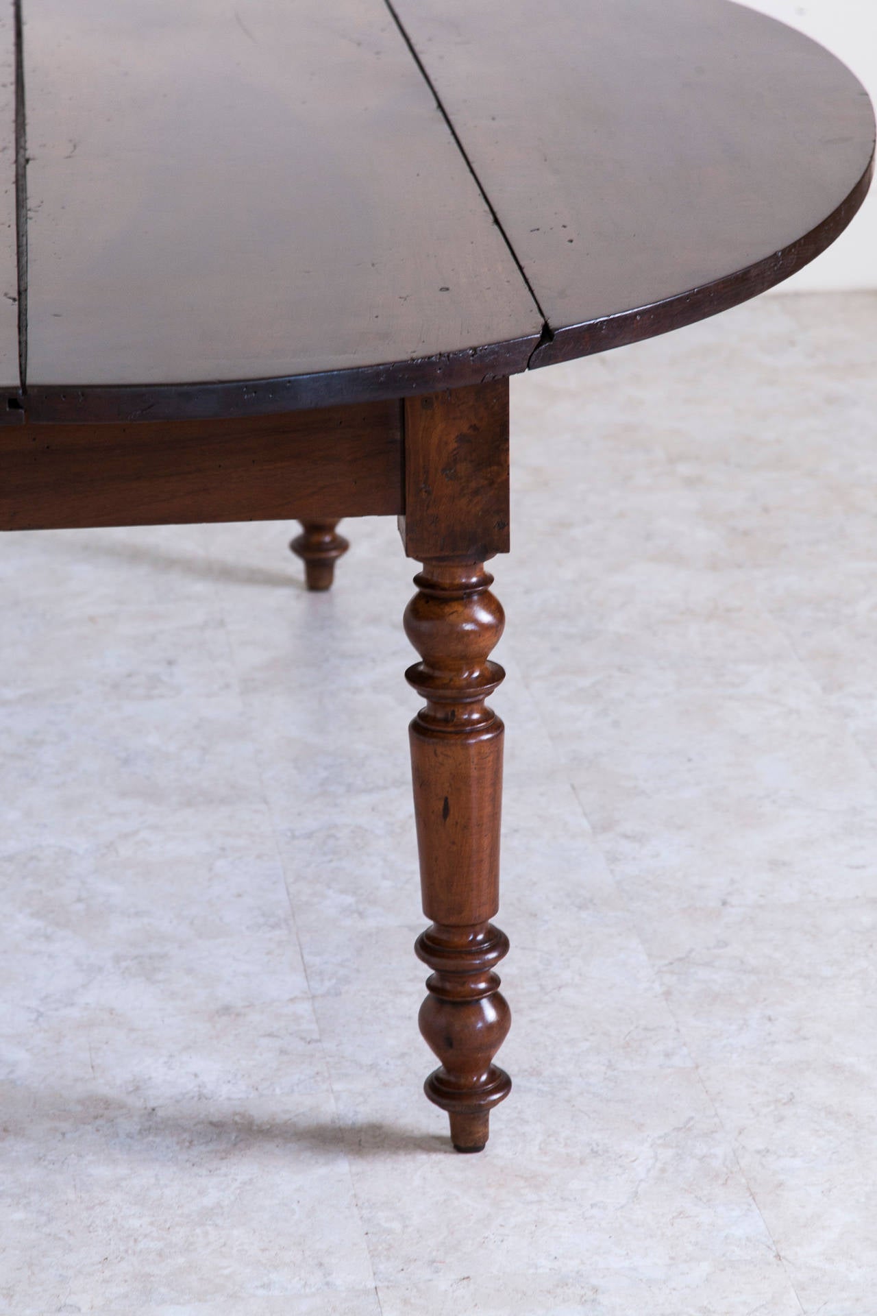 Antique French Oval Farm Table of Solid Walnut 2