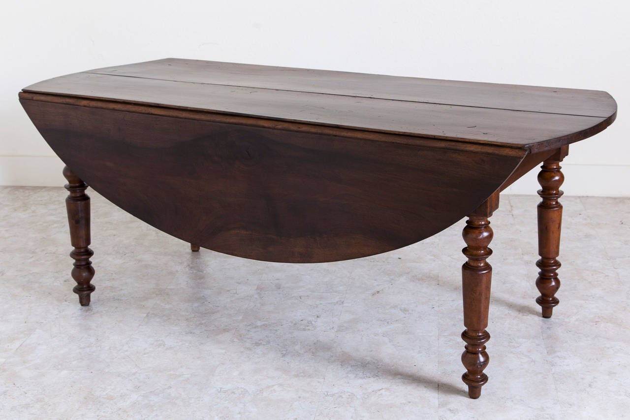 Antique French Oval Farm Table of Solid Walnut 3