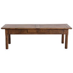 19th Century French Rustic Coffee Table of Solid Oak from Normandy