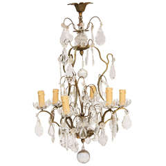 Bronze and Crystal Bird Cage Chandelier