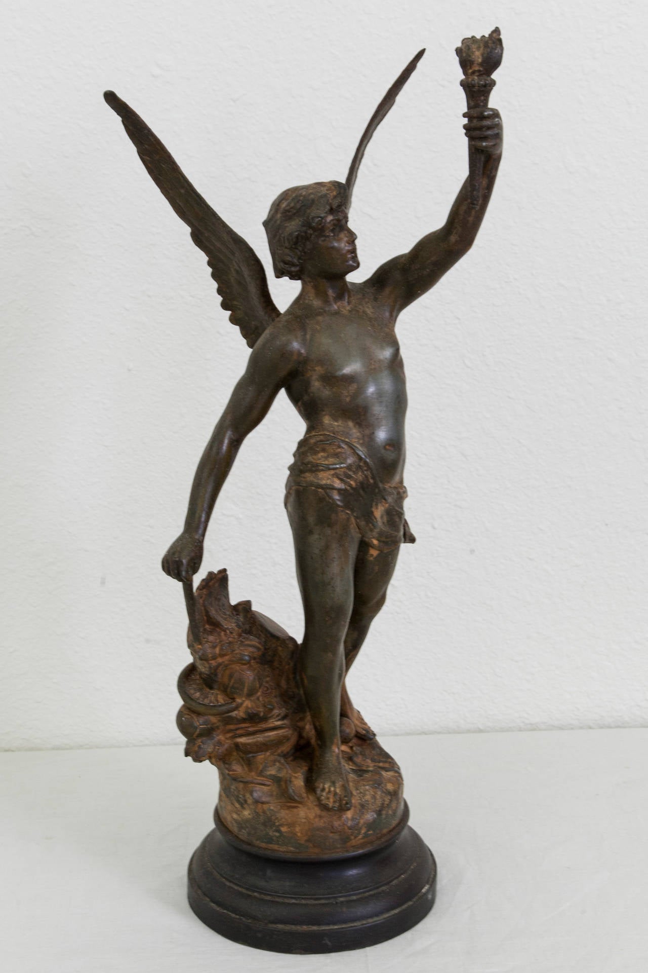 Early 20th Century French Sculpture of Le Génie des Sports by Victor Cherrier In Excellent Condition In Fayetteville, AR