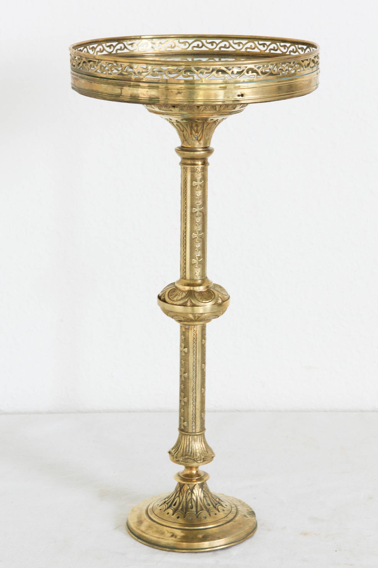 19th Century French Bronze and Antiqued Mirror Pedestal Table or Gueridon In Excellent Condition In Fayetteville, AR