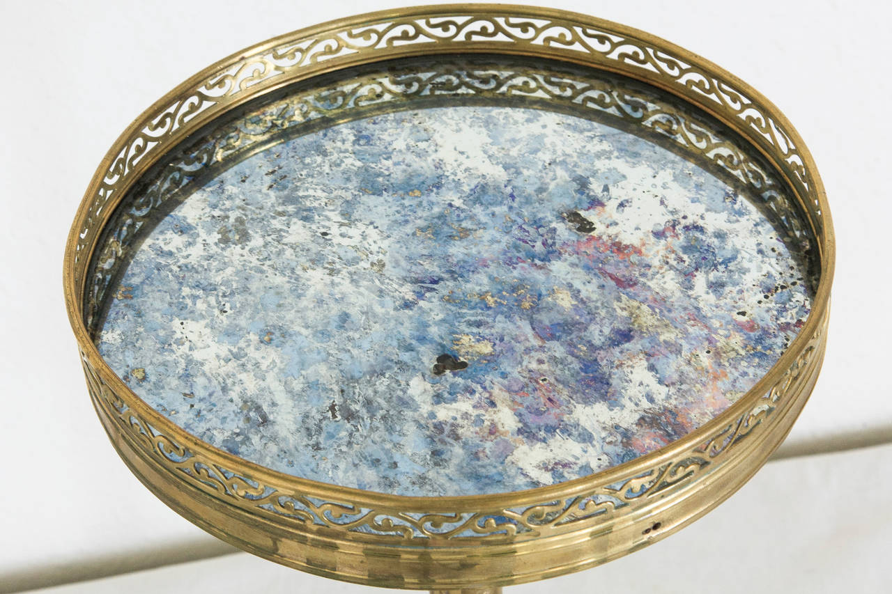 19th Century French Bronze and Antiqued Mirror Pedestal Table or Gueridon 3