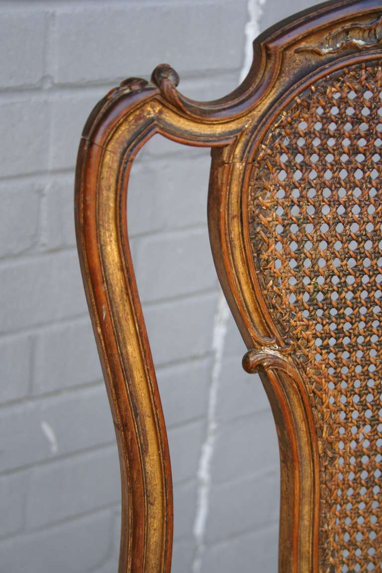 19th Century Giltwood Louis XV Side Chair with Caned Back In Excellent Condition In Fayetteville, AR