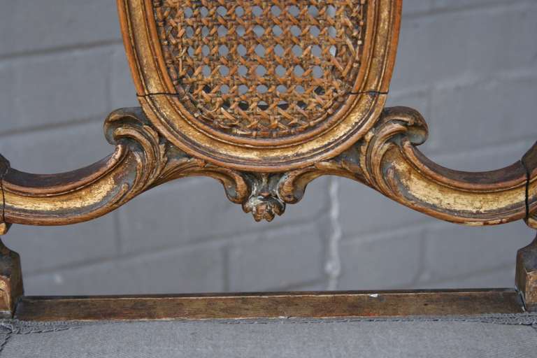 19th Century Giltwood Louis XV Side Chair with Caned Back 1