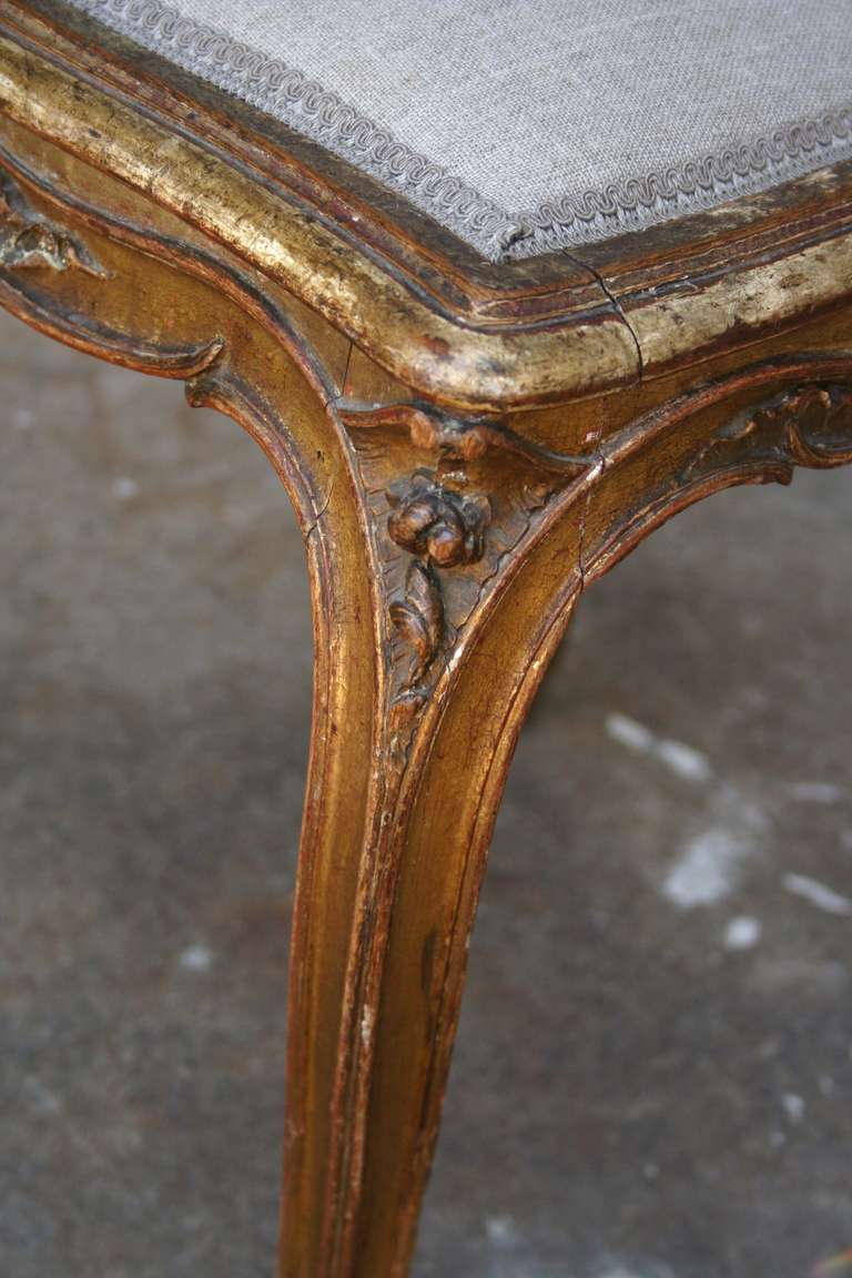 19th Century Giltwood Louis XV Side Chair with Caned Back 4