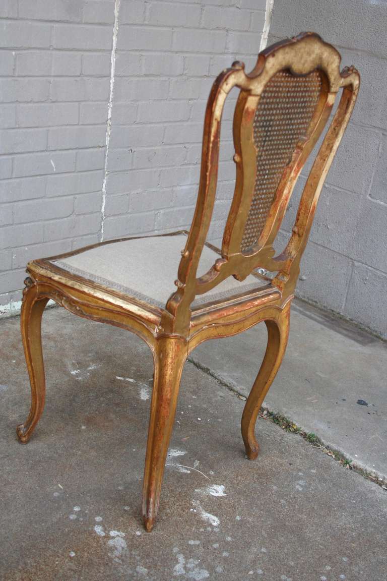19th Century Giltwood Louis XV Side Chair with Caned Back 6