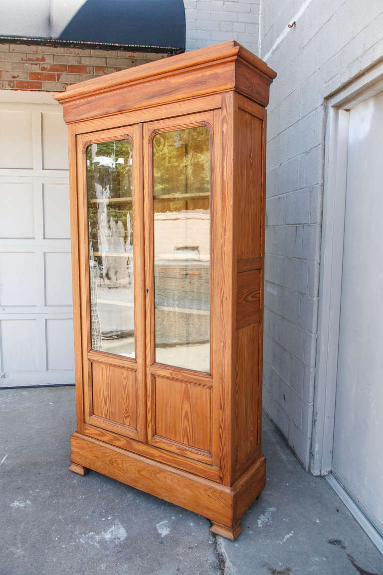 19th Century Louis Philippe Pine Bookcase with Antique Glass Doors 5