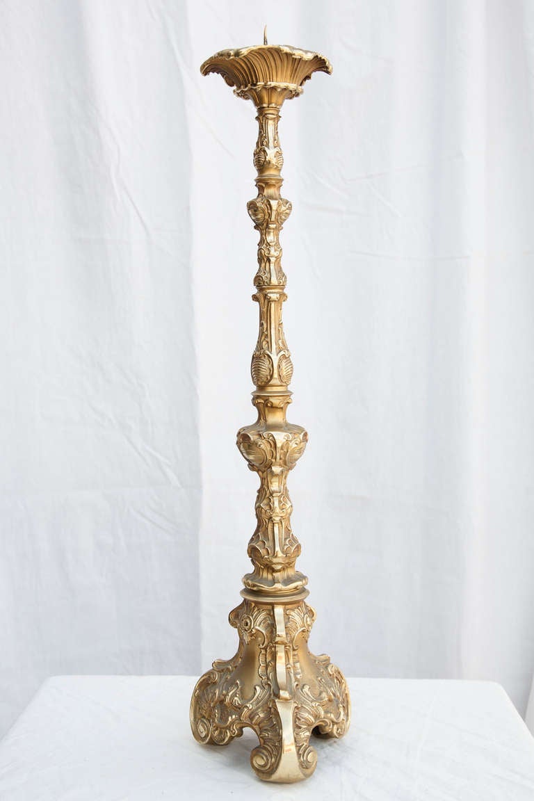 19th Century Tall Bronze Pricket or Candlestick 5