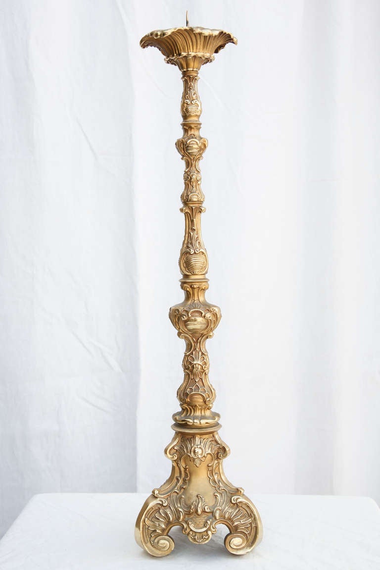 19th Century Tall Bronze Pricket or Candlestick