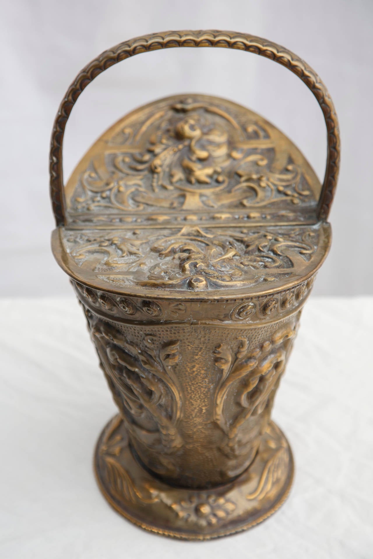 Napoleon III Period Bronze Repoussé Coal Bucket with Lid