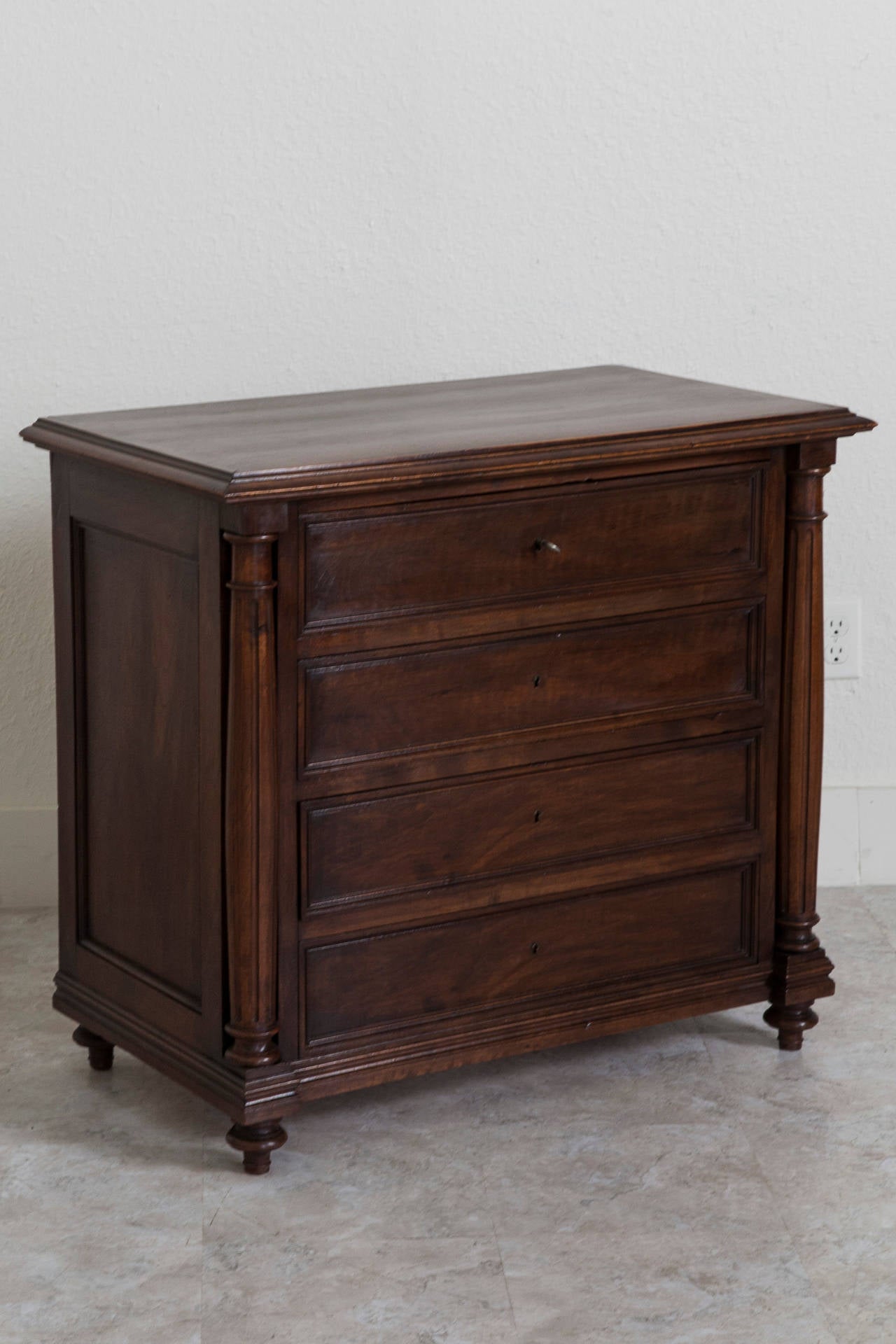 19th Century French Small-Scale Chest or Commode with Fluted Columns In Excellent Condition In Fayetteville, AR