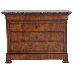 Early 19th Century French Louis Philippe Period Bookmatched Walnut Chest