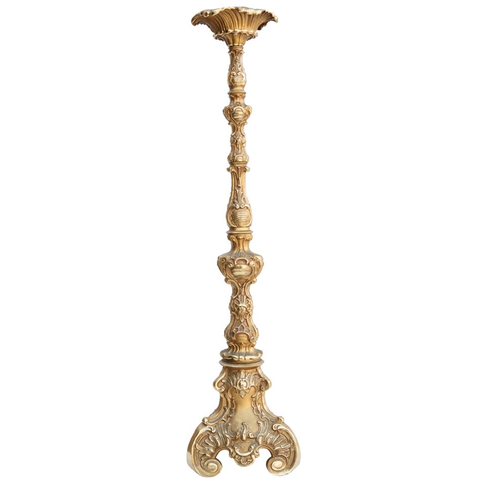 19th Century Tall Bronze Pricket or Candlestick
