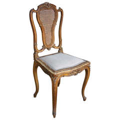 Used 19th Century Giltwood Louis XV Side Chair with Caned Back