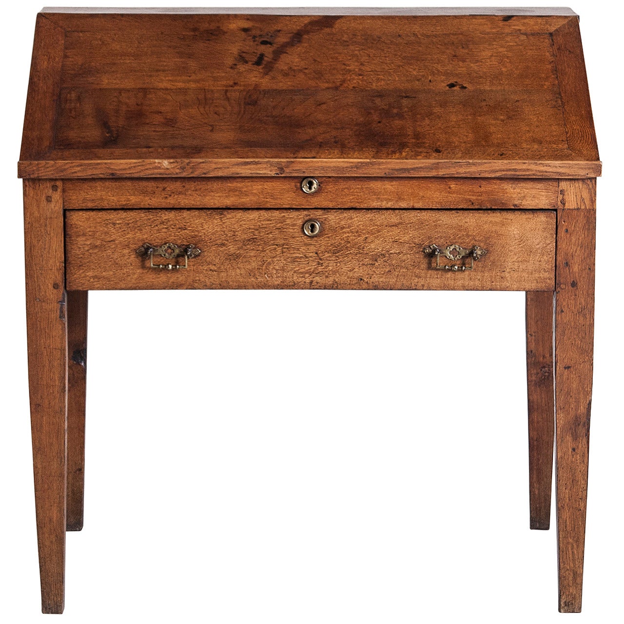 Early 19th Century French Rustic Oak Notary or Drafting Desk from Burgundy
