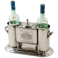 Vintage Mid-Century French Silver Wine Chiller with Engraved Wine Labels, 1966