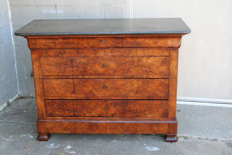 Louis Philippe Marble Top Burled Walnut Chest or Commode 4