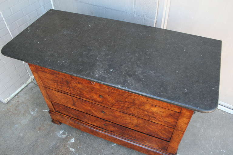 Louis Philippe Marble Top Burled Walnut Chest or Commode 1