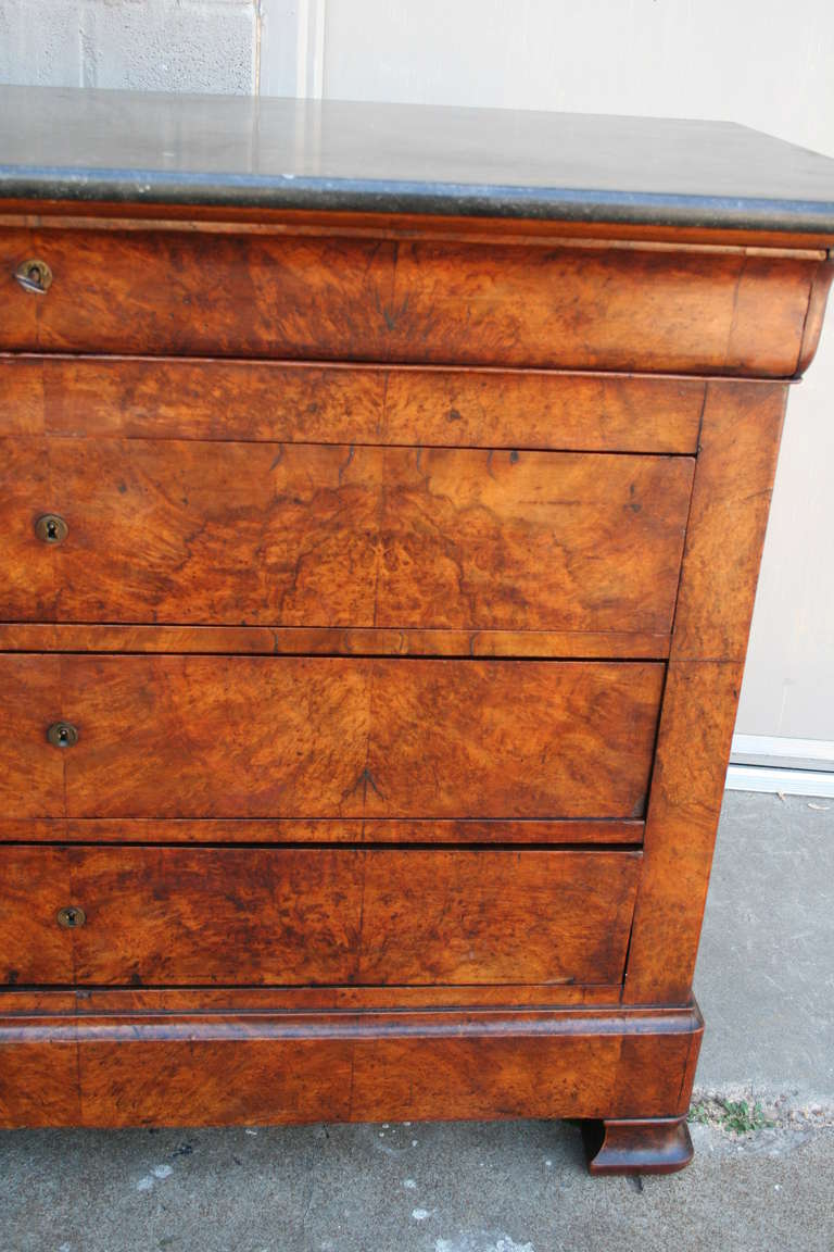 Louis Philippe Marble Top Burled Walnut Chest or Commode 5