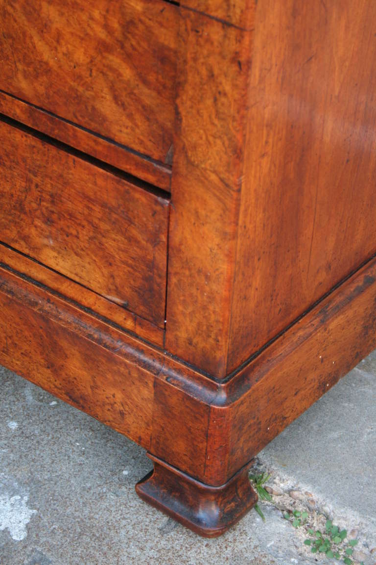 French Louis Philippe Marble Top Burled Walnut Chest or Commode