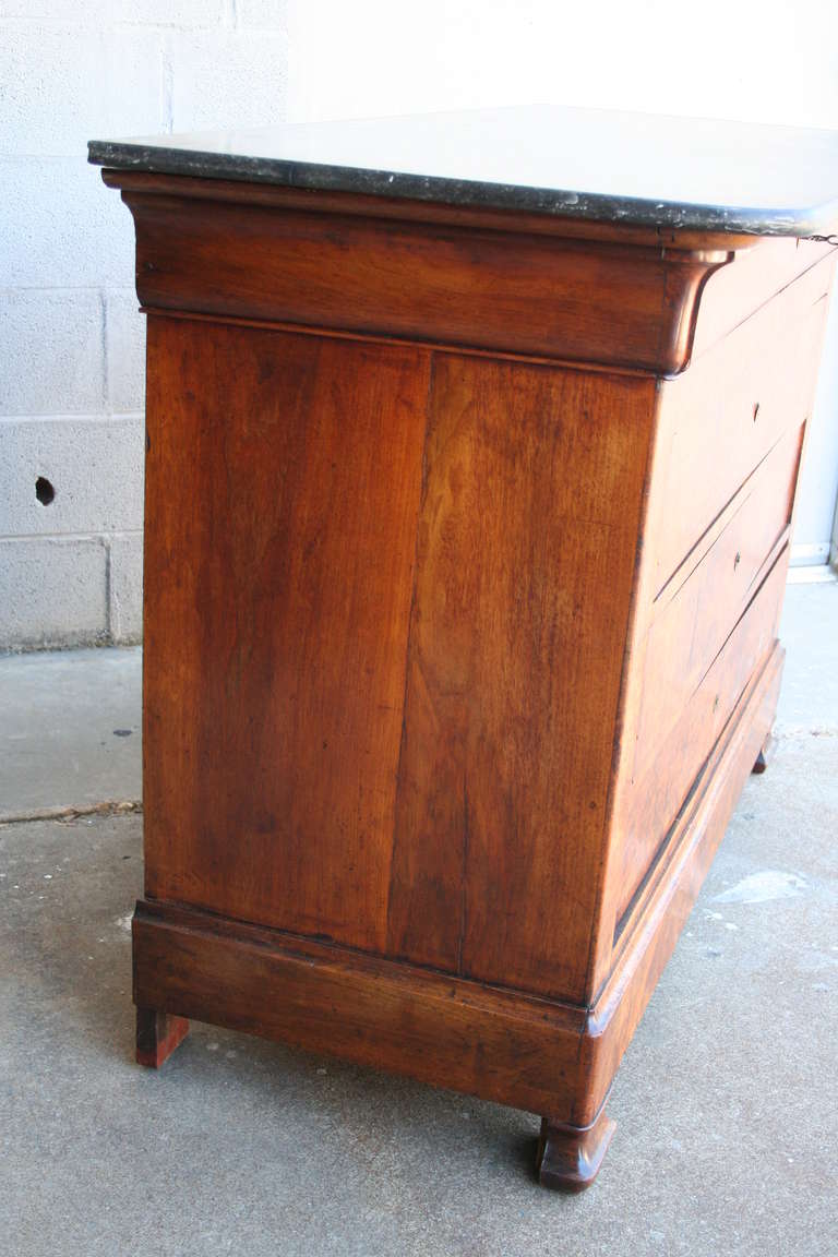 19th Century Louis Philippe Marble Top Burled Walnut Chest or Commode