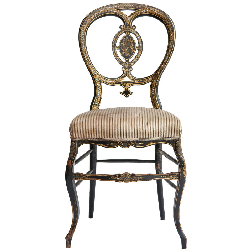 Napoleon III Period Ebonized Gilt Opera Chair