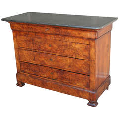 Louis Philippe Marble Top Burled Walnut Chest or Commode