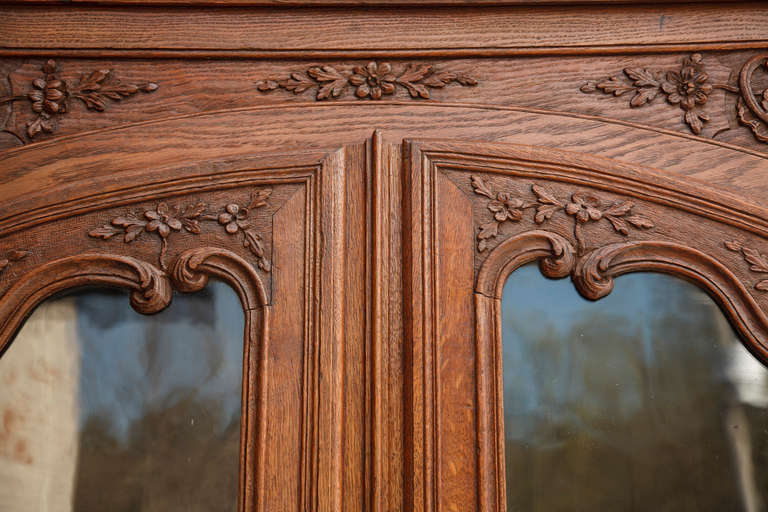 Carved Oak Louis XV Vitrine or Armoire with Original Glass 3