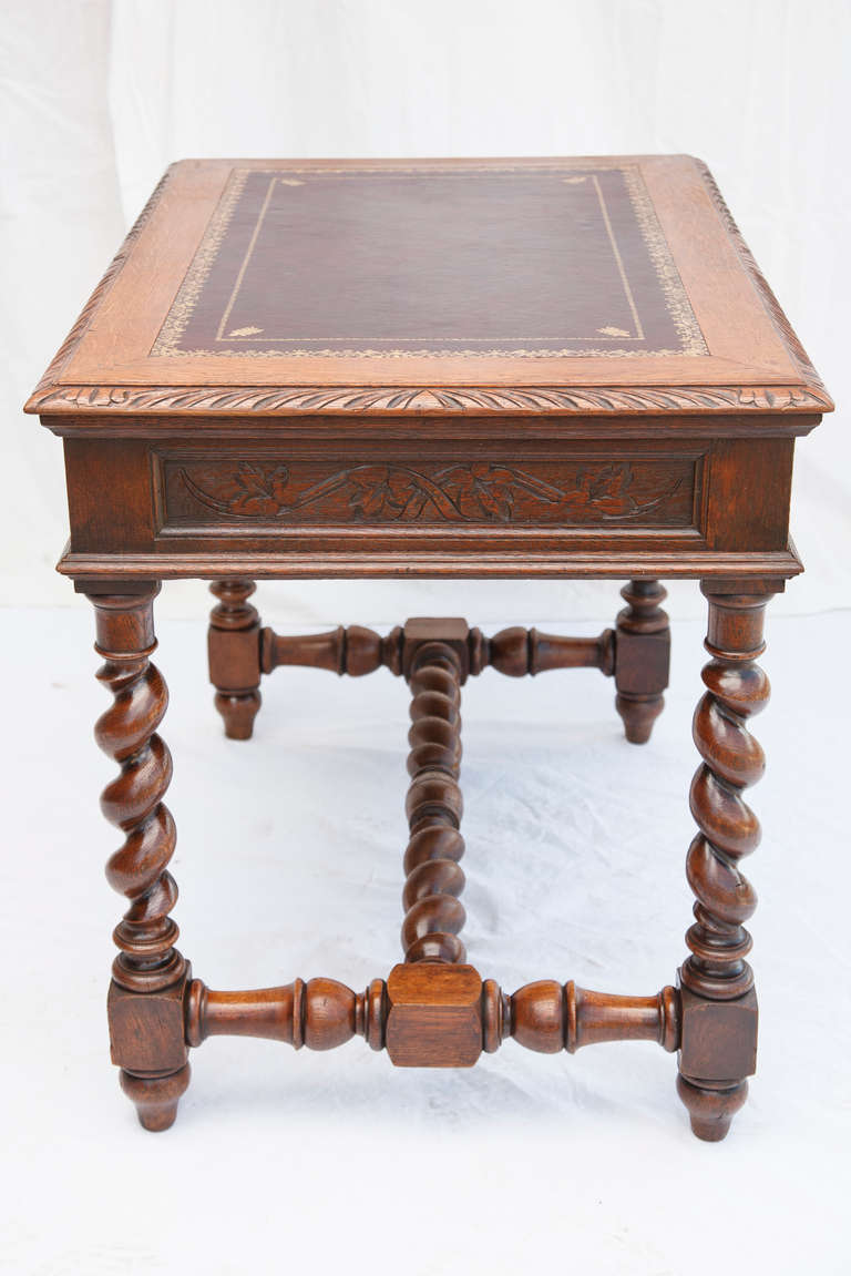 Exquisite Hand-Carved, Tooled Leather Louis XIII Writing Table 4
