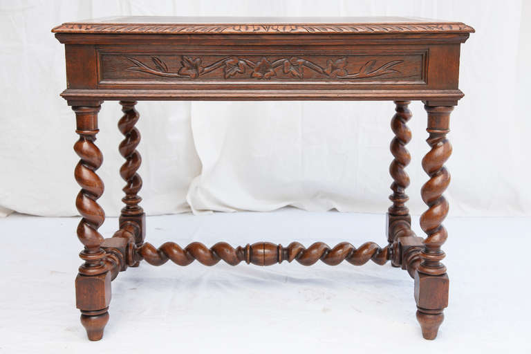 Exquisite Hand-Carved, Tooled Leather Louis XIII Writing Table 5