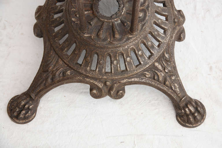 Antique French Iron Dining or Garden Table with Round Glass Top, circa 1900 5