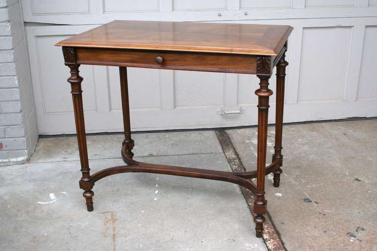 19th Century French, Louis XVI Book Matched Walnut Desk or Table