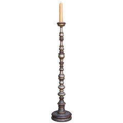Retro Mid-Century Italian Floor Lamp of Antiqued Silver Gilt Wood